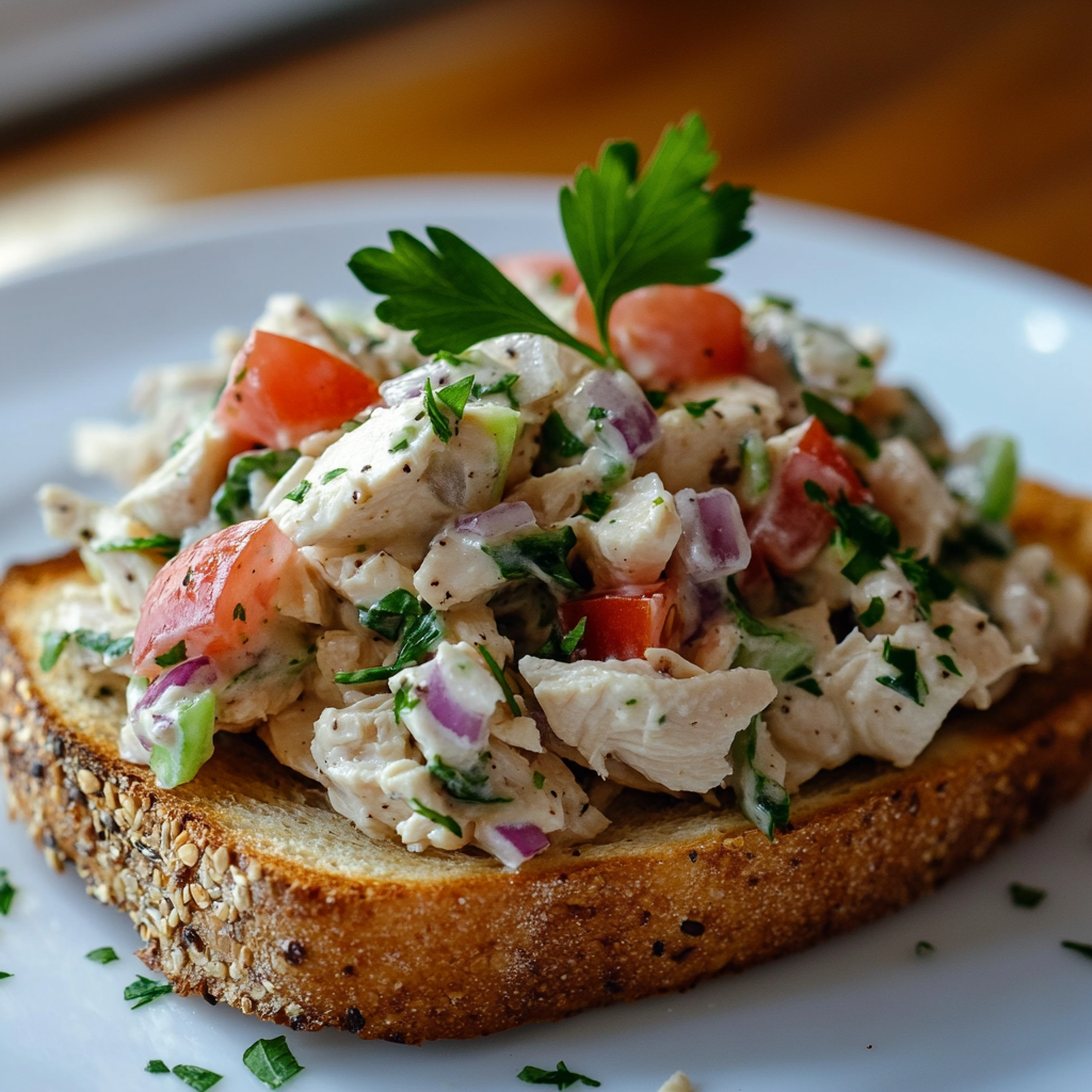 Fresh and light chicken salad served