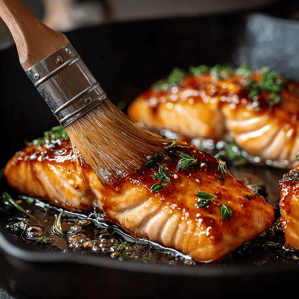 Ginger Soy Glazed Cod: A Flavor-Packed, Healthy Seafood Recipe 6 Close-up of glaze being brushed onto fish fillet for Ginger Soy Glazed Cod preparation