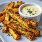 Air Fryer Butternut Squash Fries: Crispy, Healthy, and Delicious 7 Air fryer butternut squash fries garnished with herbs and served with creamy dip