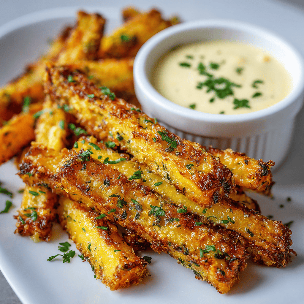 Air Fryer Butternut Squash Fries: Crispy, Healthy, and Delicious 5 Air fryer butternut squash fries garnished with herbs and served with creamy dip