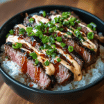 Korean BBQ Steak Rice Bowl: The Ultimate Flavor-Packed Guide 5 Korean BBQ Steak Rice Bowl with Gochujang Sauce and Green Onions- specialyrecipes.com