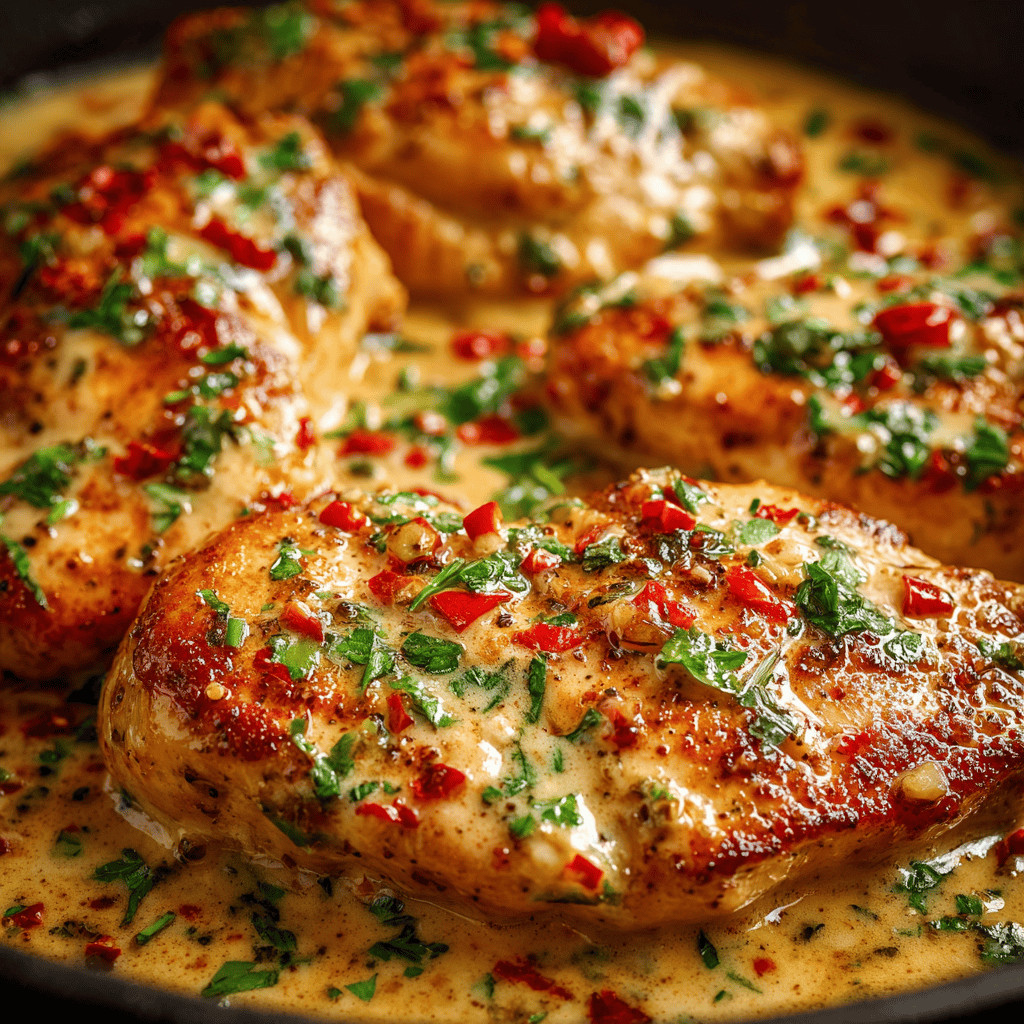 Thai Peanut Chicken Crockpot Recipe (Slow Cooker Comfort Food) 4 Slow-cooked Thai peanut chicken in a creamy coconut and peanut sauce, topped with herbs and red pepper flakes – a flavorful crockpot dinner.